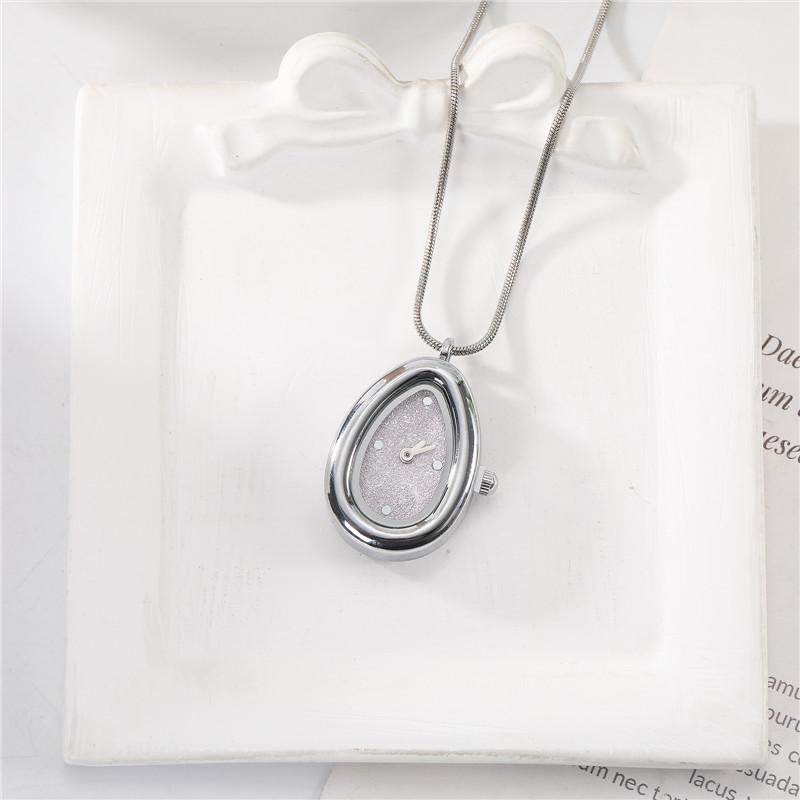 Versatile Square Water Droplet Shape Watch Necklace Fashion Women's High Quality Stainless Steel Pendant Watch Necklace Jewelry