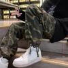 Pánské volné kalhoty Camouflage Více kapes Elastický pas U kotníků stažené Streetwear Jaro Podzim Hip Hop Volné kalhoty na sport