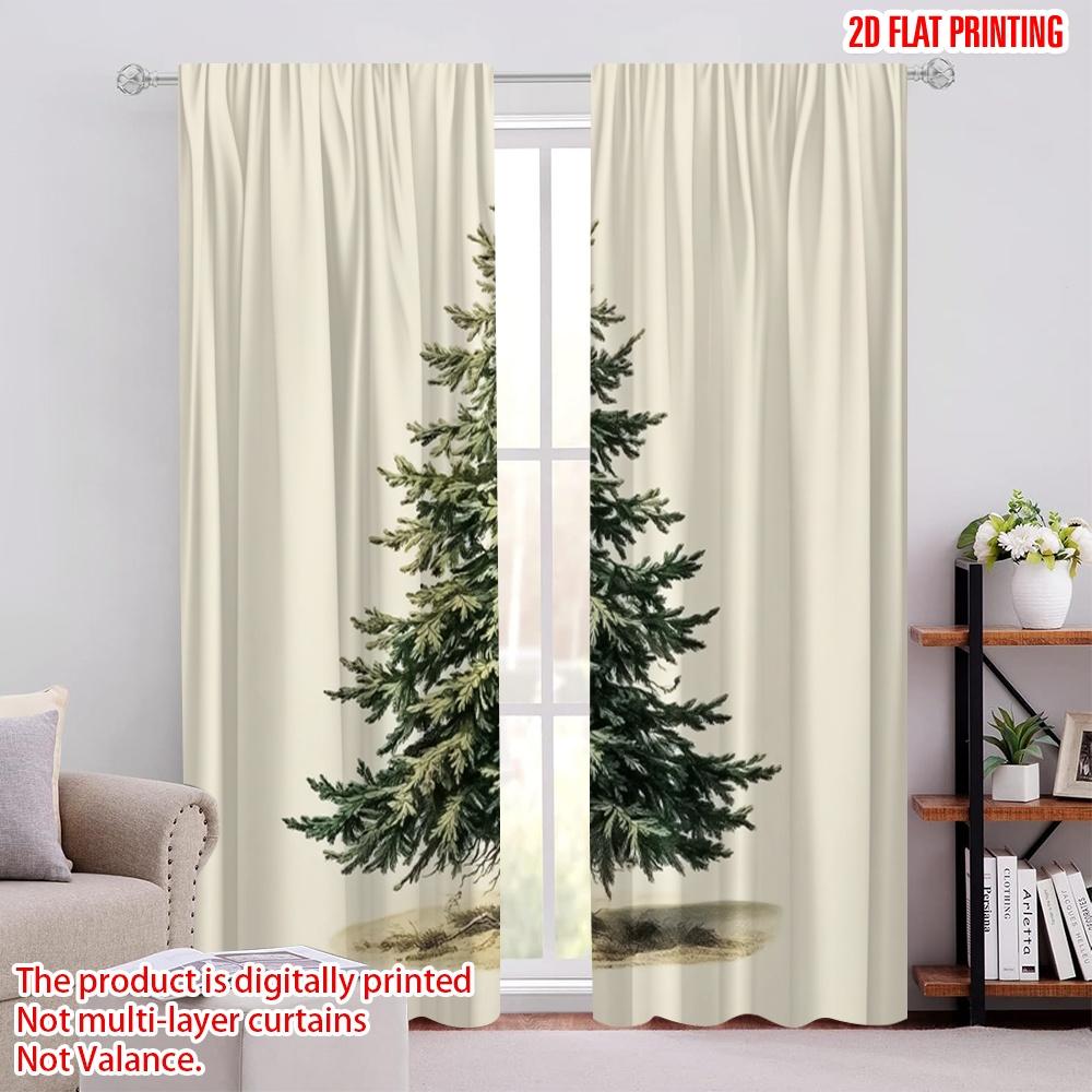 

2pcs,2D plane printing Creative Curtains Christmas tree Polyester Woven (without rod) Decorations For Home Perfect for Bedroom, 52.50 × 116.00 cm 2 pcs