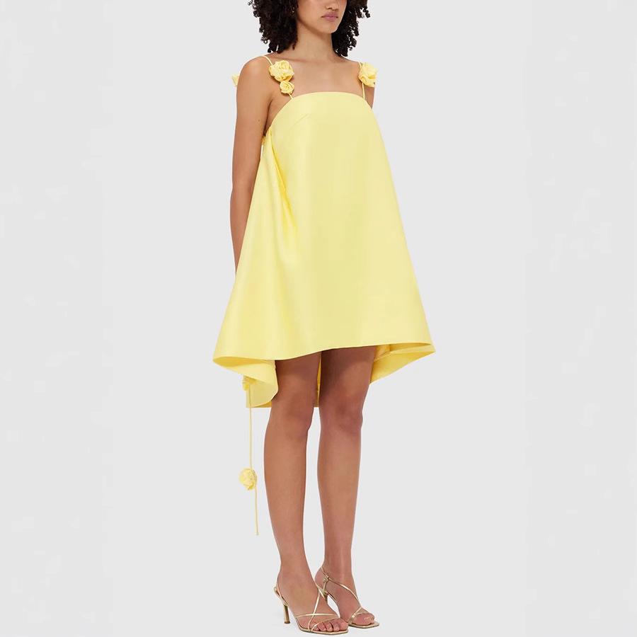 2025 European Spring/Summer Satin Spaghetti Strap Casual Vacation Dress for Women