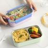 Portable Lunch Box 304 Stainless Steel Bento Box Microwave Available Heating Student Office Staff Food Container with Fork Spoon