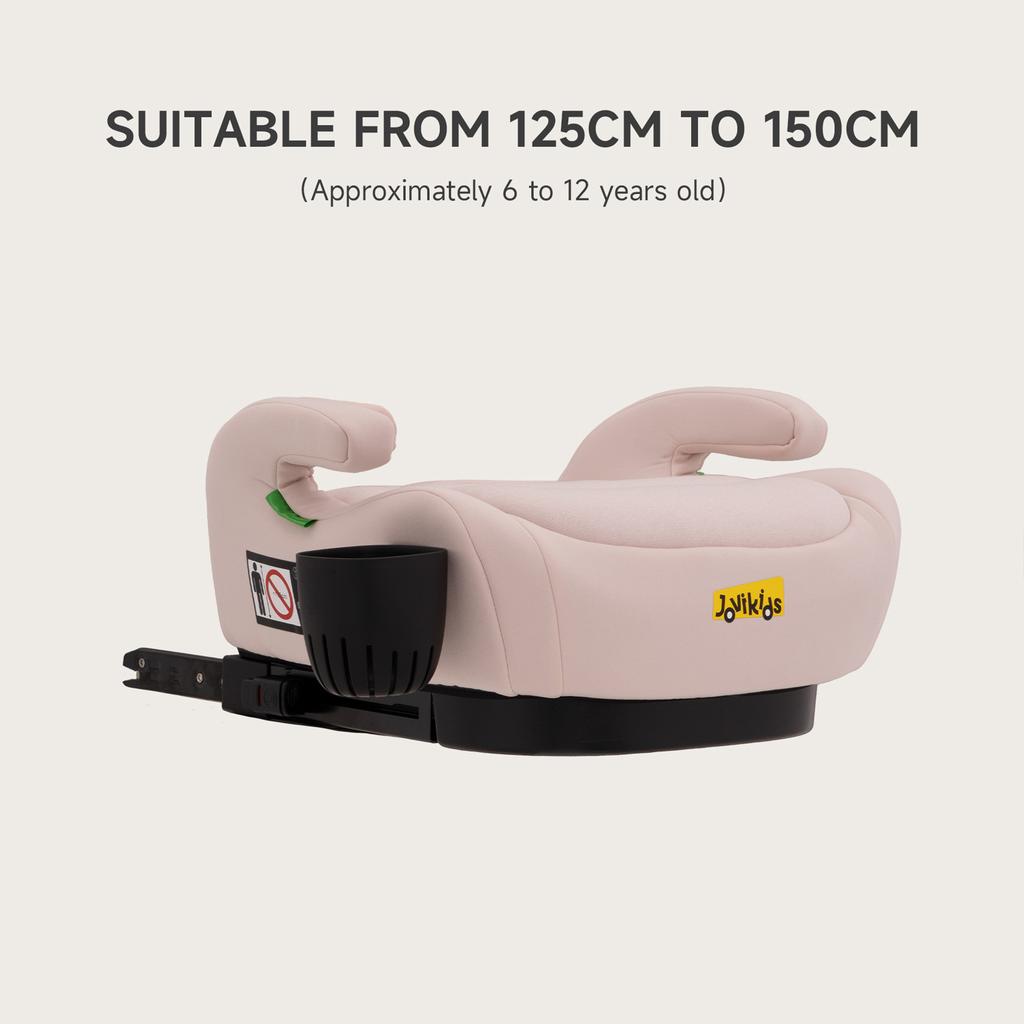 I-Size Booster Car Seat, ISOFIX, 125-150cm, 6-12 Years, Group 2/3, Portable, ECE R129, Pink