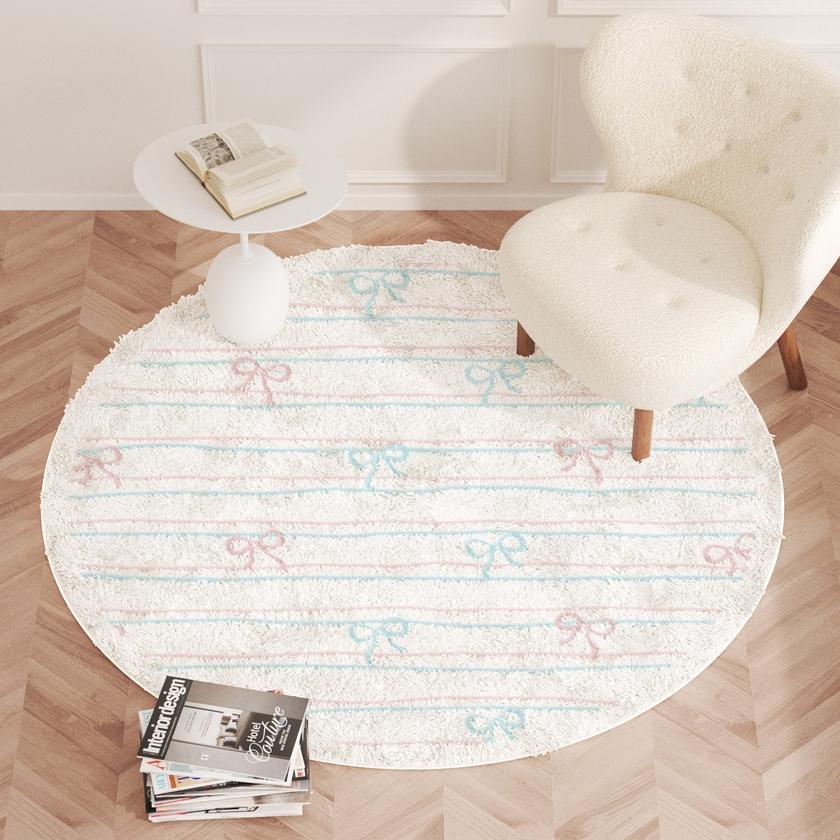 Ins Style Bedroom Decor Round Carpet Thickend Plush Carpets for Living Room Fluffy Soft Bedside Rug Washable Cloakroom Floor Mat