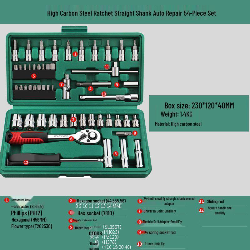 Multifunctional Automotive Ratchet Socket Wrench Tool Set