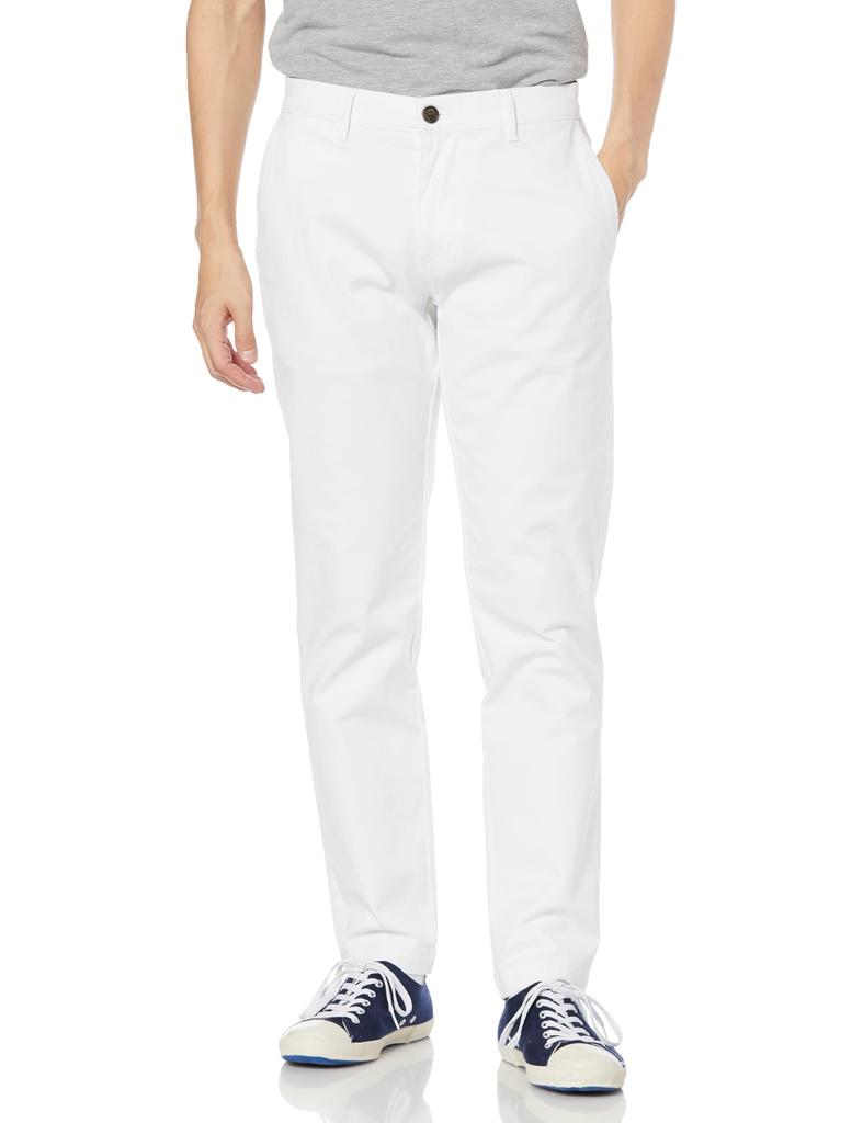 Amazon Essentials Men's Washed Athletic Fit Comfort Stretch Chinos (formerly Goodthreads), White, Size W31 / L34