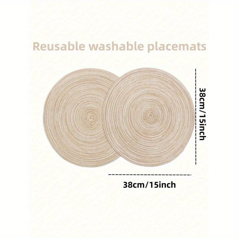 1PC Round Woven Placemats Washable Non Slip Heat Resistant Kitchen Table Mats Coasters for Dining Table Coffee Shop Office Living Room Home Decor