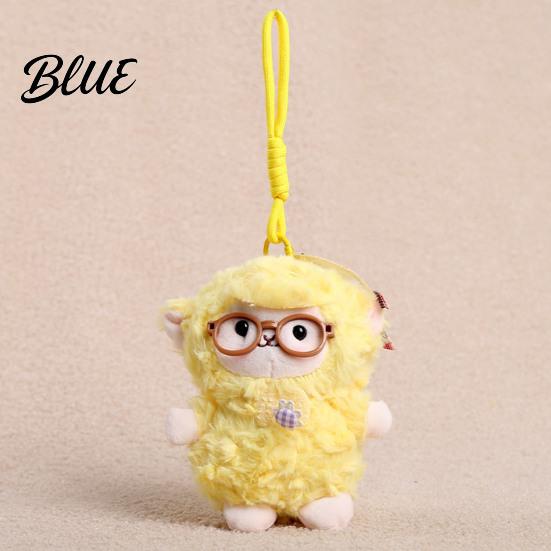 Cute Hanging Decoration Plush Sheep Doll Pendant for Bags And Keys Soft Curly Stuffed Animal Keychain Sweet Style Key Accessory with Bow Glasses