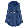 Warm Plus Size Women Fleece Hoodie with Cat Embroidery Button Sweater Blouse Top