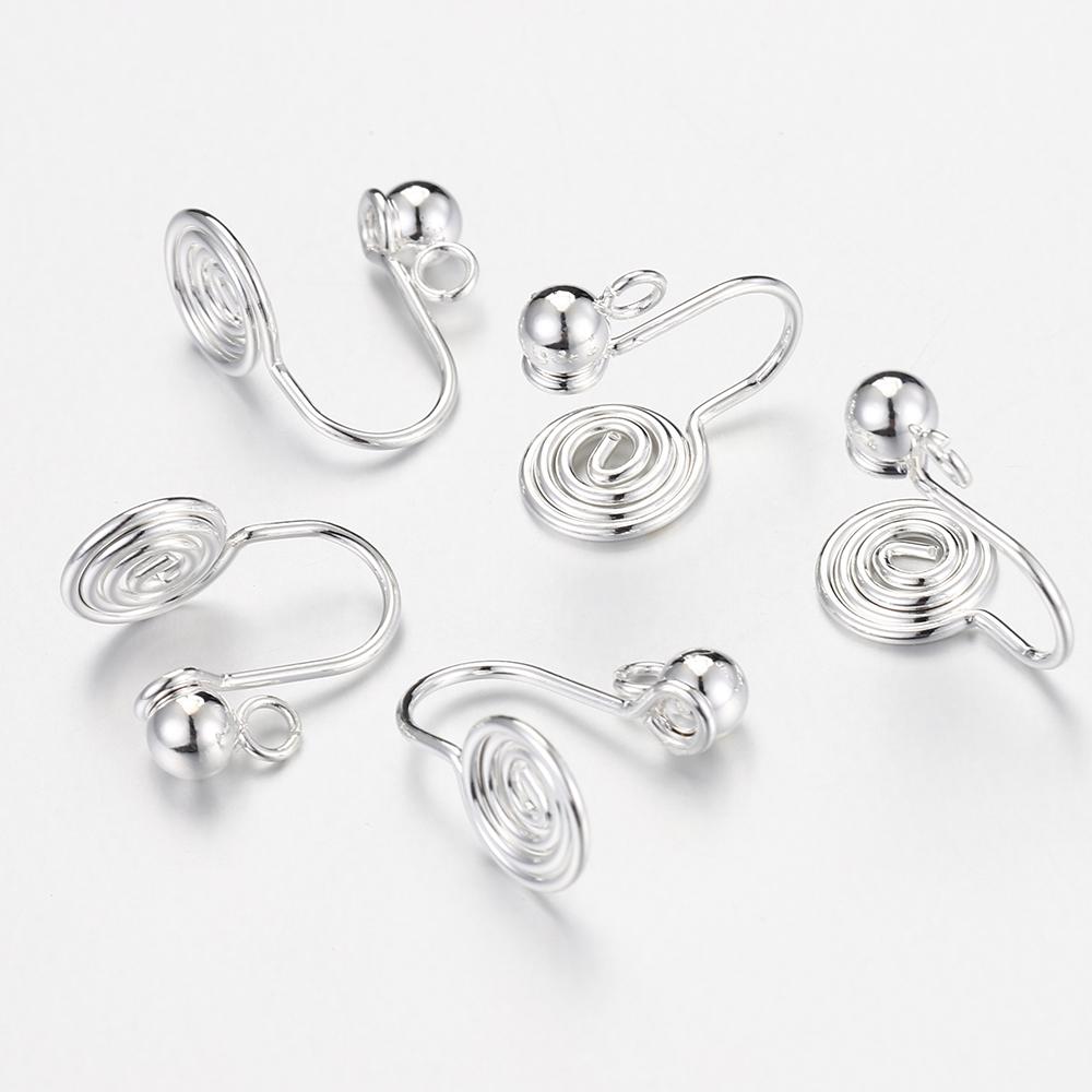 10pcs Stainless Steel Ear Clips Spiral Earrings Gold Silver Color Base for DIY Jewelry Making Components Mosquito Coil Earrings