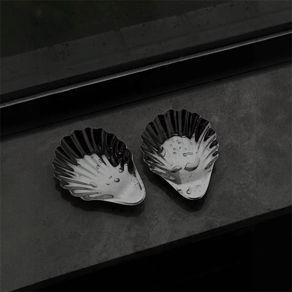 Nerezová ocelová skořápka ve tvaru skořápky, talíř na šperky pro elegantní servírování a skladování kuchyňského jídelního nádobí