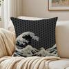 Beautiful Art Japanese Waves Anime Cushion Cover Linen Pillowcase Soft  for Sofa Bed Home Room Decor