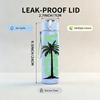 1PC Vibe Palm Tree Simple Line Print 750ml Color Plastic Sports Water Bottle Leakproof Flip Straw Lid Suitable for Sports Office Home Use