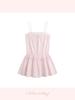 Cotton sweet stacked white suspender dress women's summer waist sexy lace temperament A word short skirt