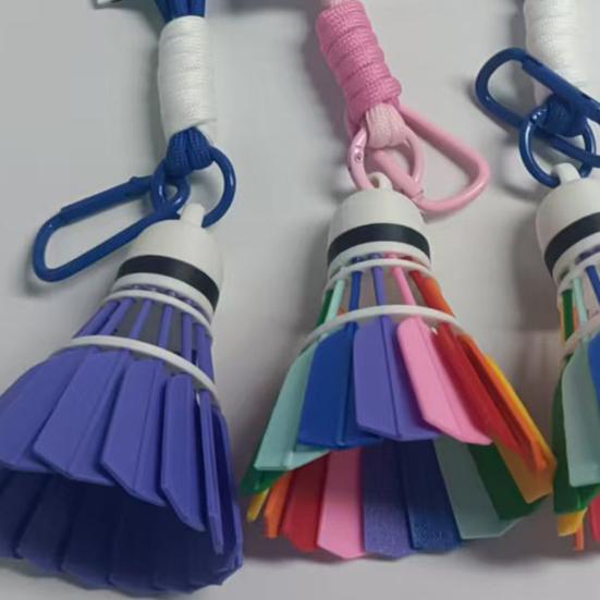 Badminton Ornament 3D Printed Shuttlecock Key Chain with Handcrafted Finishing Rainbow Color Backpack Desk Decor