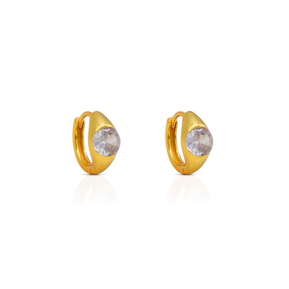 Chris April Fine Jewelry 18k Gold Plated 925 Sterling Silver Big Cz Chunky huggies Hoop Earrings for Women золотой