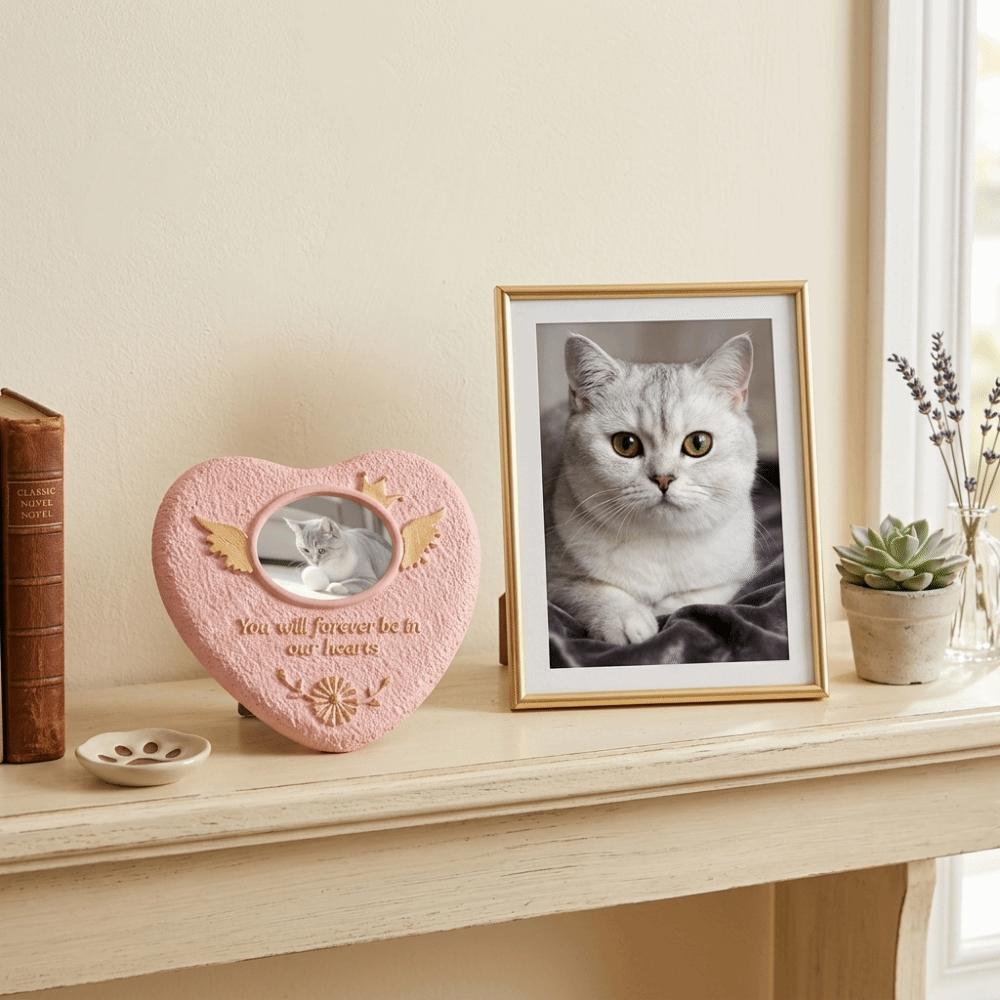 Cement Dog Tombstone Photo Frame Cat Grave Marker Pet Loss Gift Pet Memorial Stone Cemetery