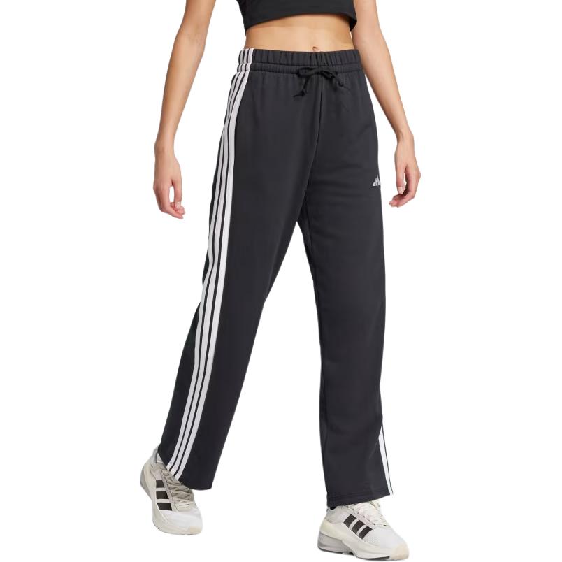 Adidas Essentials 3-Stripes Open Hem French Terry Pants Women Pants Black JW7182