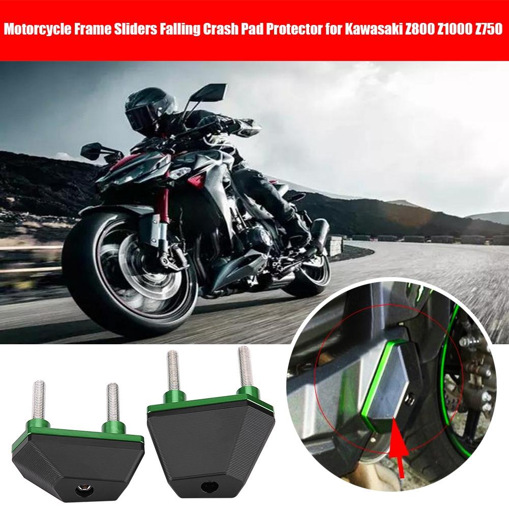 1 para motocyklowych sliderów ramy, ochraniacze na wypadek upadku dla Kawasaki Z800 Z1000 Z750, zielone