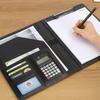 A4 Multi-functional Leather Document Folder with Clip and Storage for Contracts and Work Orders