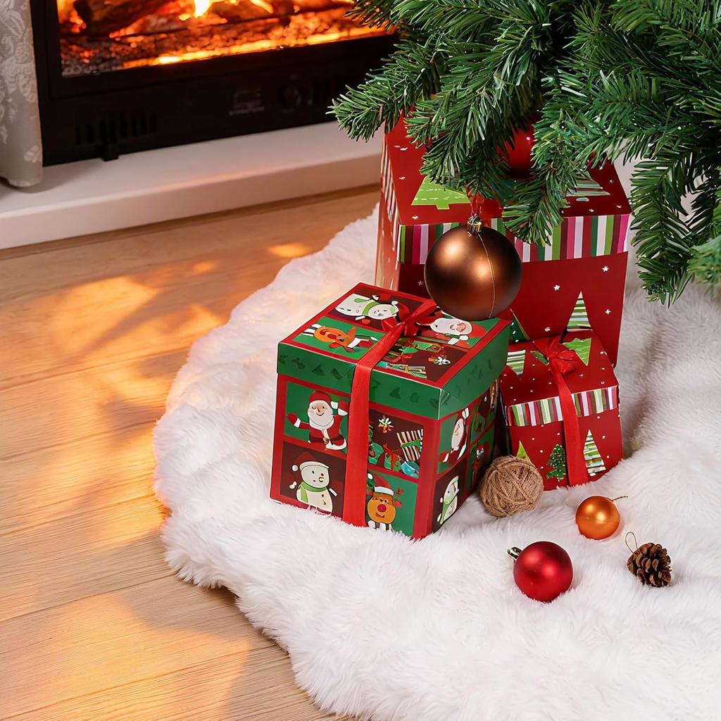 48 Inch Rabbit Fur Christmas Tree Skirt White Plush Skirt for Merry Christmas Party Christmas Tree Decoration