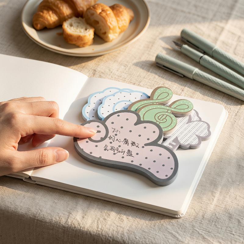 Kawaii Polka Dot Irregular Shaped Self Adhesive Sticky Notes 30 Sheets Each For School Office Daily Note Taking