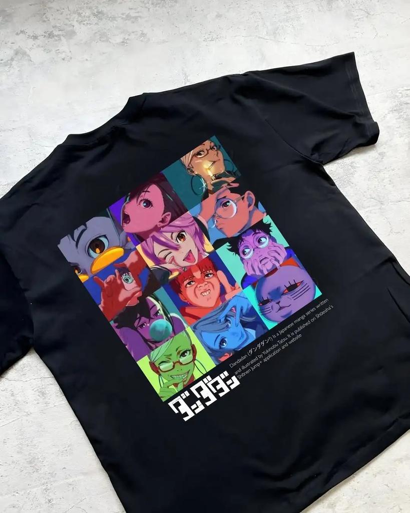 Dandadan Momo Ayase & Ken Takakura Action Scene Graphic Black T-Shirt | Shonen Anime/Manga Fan Streetwear Merch Tee