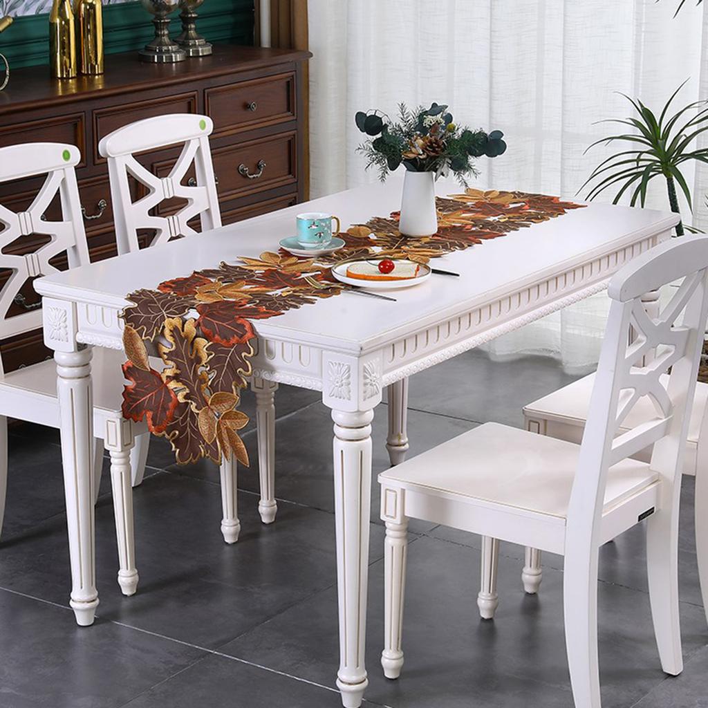 1 Pack Autumn Maple Leaf Embroidered Table Runner Fall Embroidered Maple Leaves Placemats for Fall Autumn Harvest Thanksgiving