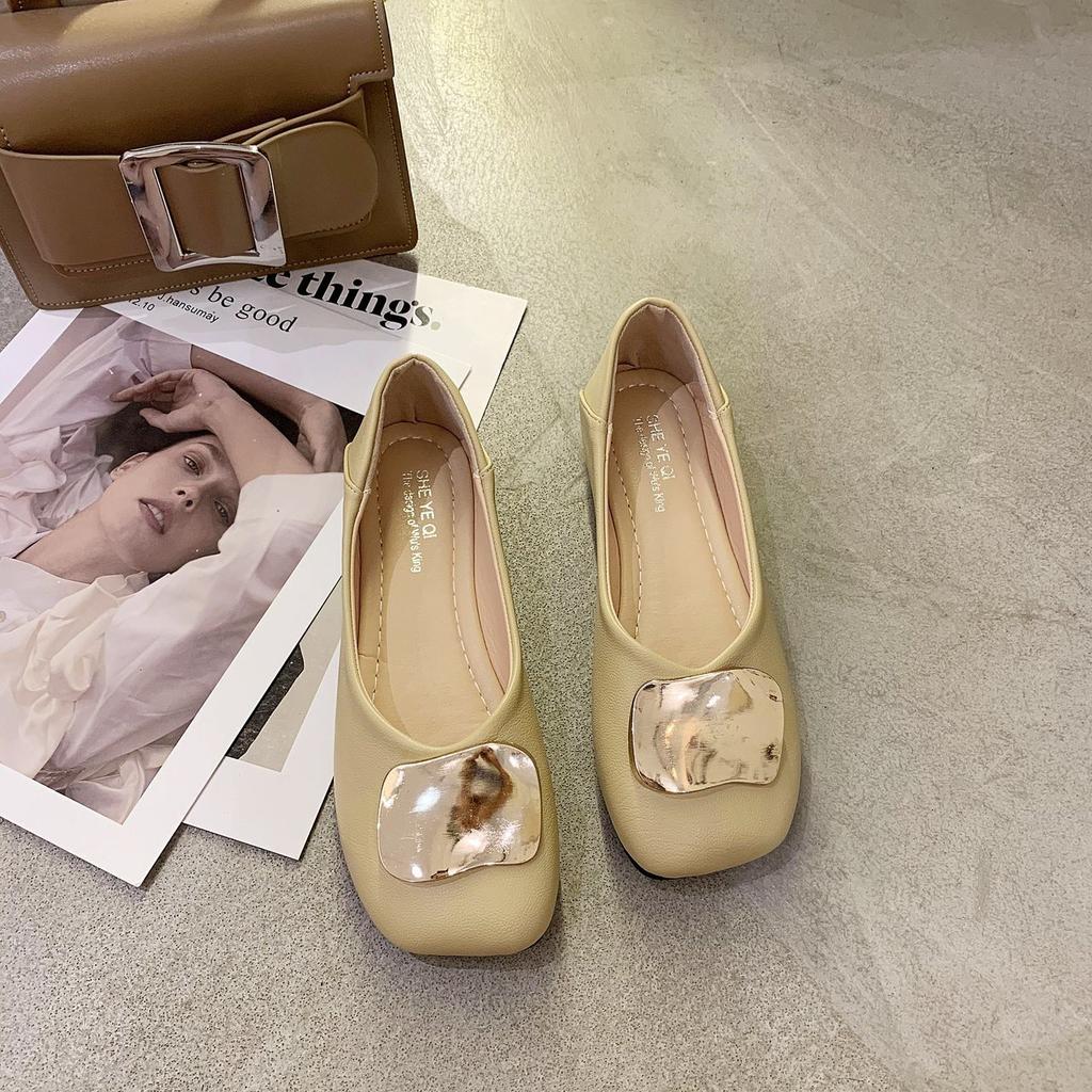 22 Spring and Summer Temperament Rhinestone Decorative Flat Casual Shoes Trendy Shallow Single Shoes Comfortable Mother Shoes