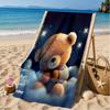 Teddy Bear Night Sky Beach Towel, Microfiber Beach Towel, Perfect For Pool, Beach, Travel, Home Decor Beach Party Fan Gifts