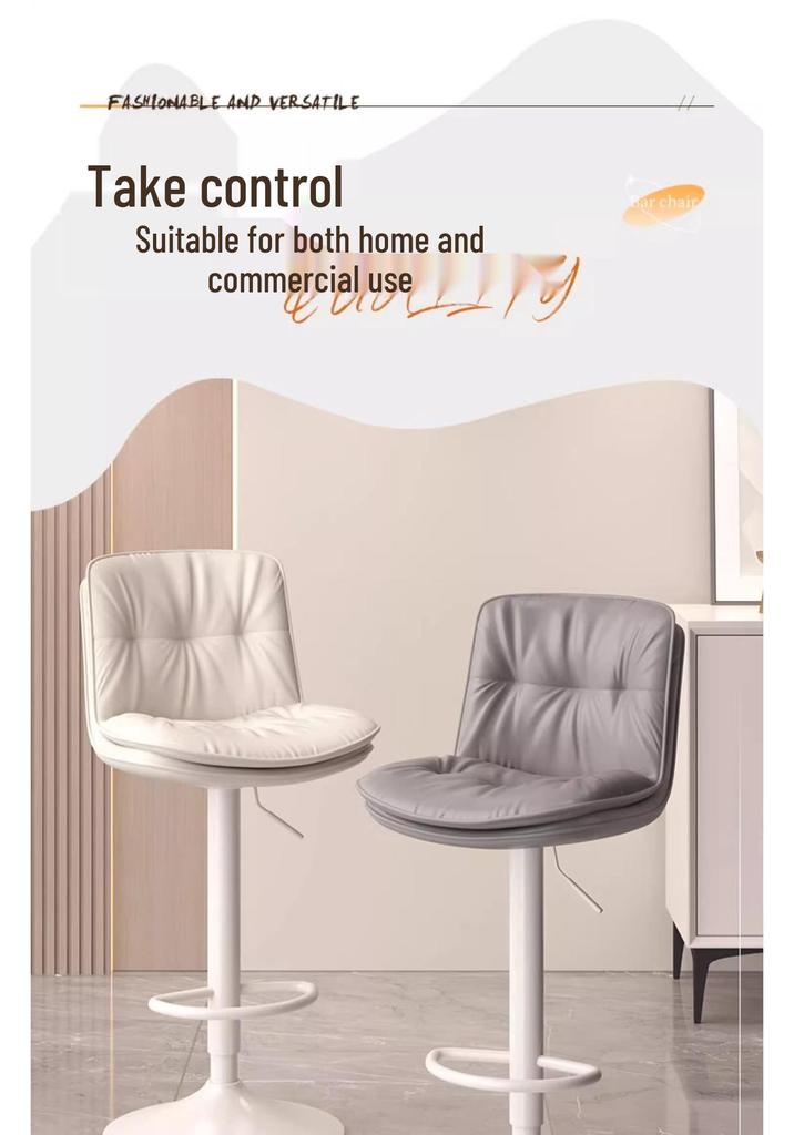 Modern Minimalist Wrought Iron Bar Stool with Backrest