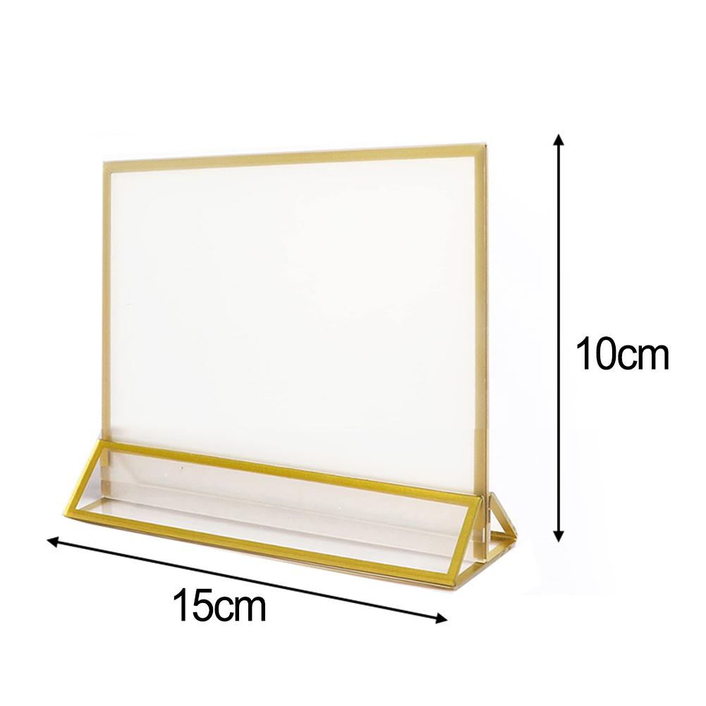 Porte-Affiches Acrylique à Bordures Dorées Présentoir Cadre Photo Porte-Papiers Transparent Présentoirs de Table pour Menus de Mariage Restaurants