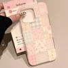 Palace grid splicing floral iPhone16/17promax mobile phone case for Apple 15 white background imd14/Air case