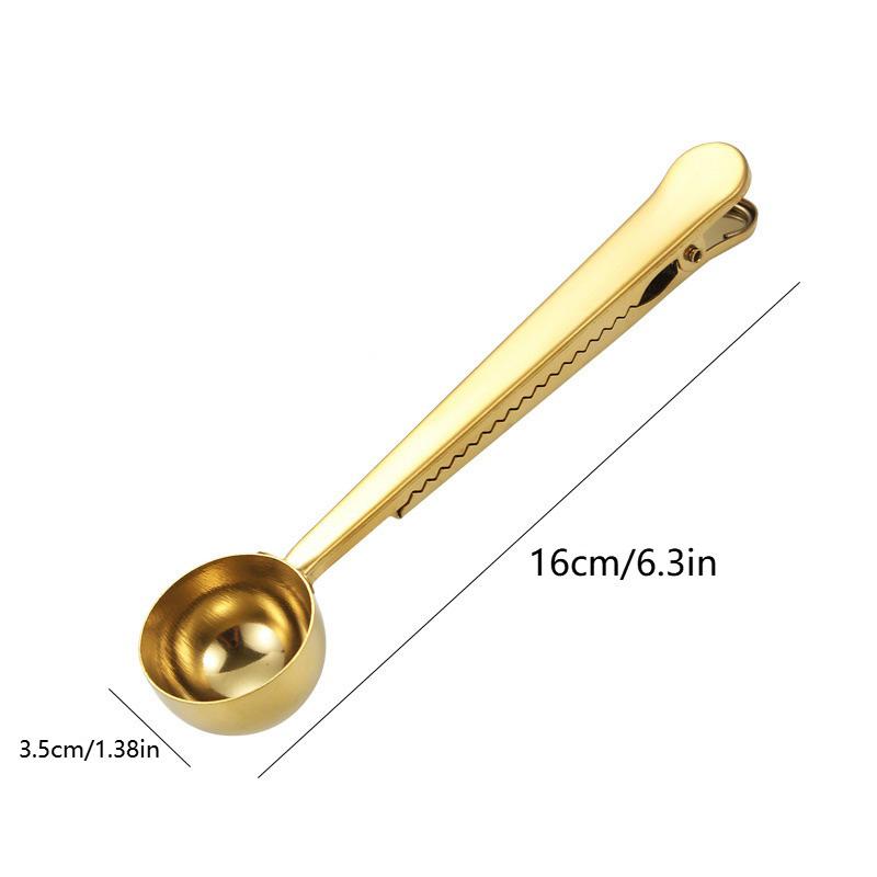 Stainless Steel Measuring Spoon Coffee Bean Spoon With Sealing Bag Clip Spice Milk Powder Scoop Baking Scale Spoon Kitchen Tool