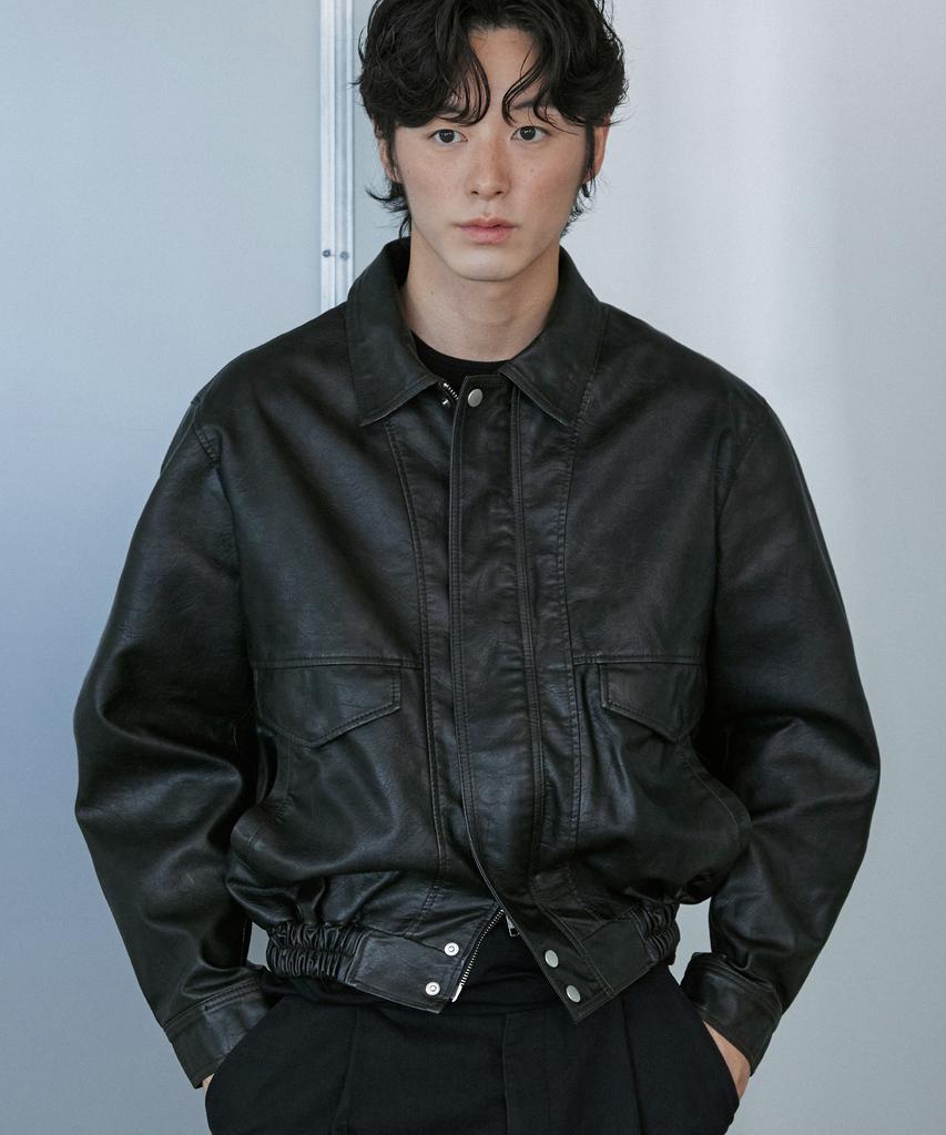 Qs Washed Faux Leather Blouson (Dk Brown)