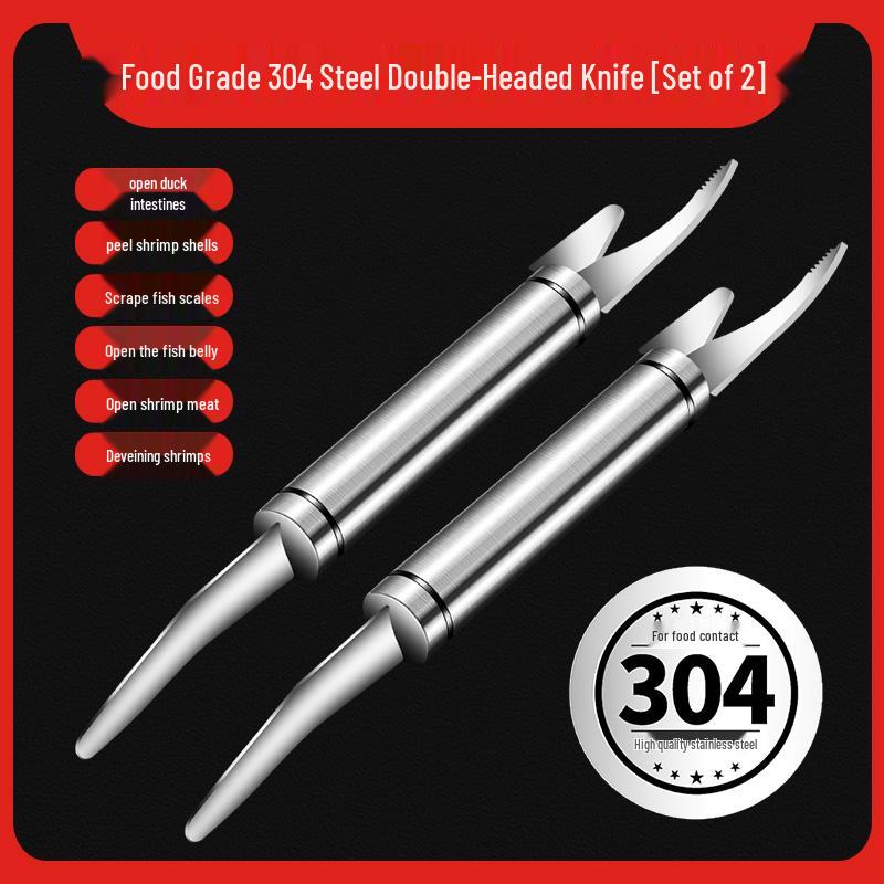 Stainless Steel Shrimp Deveining & Peeling Knife - Dual-Function Shrimp Shell & Line Remover