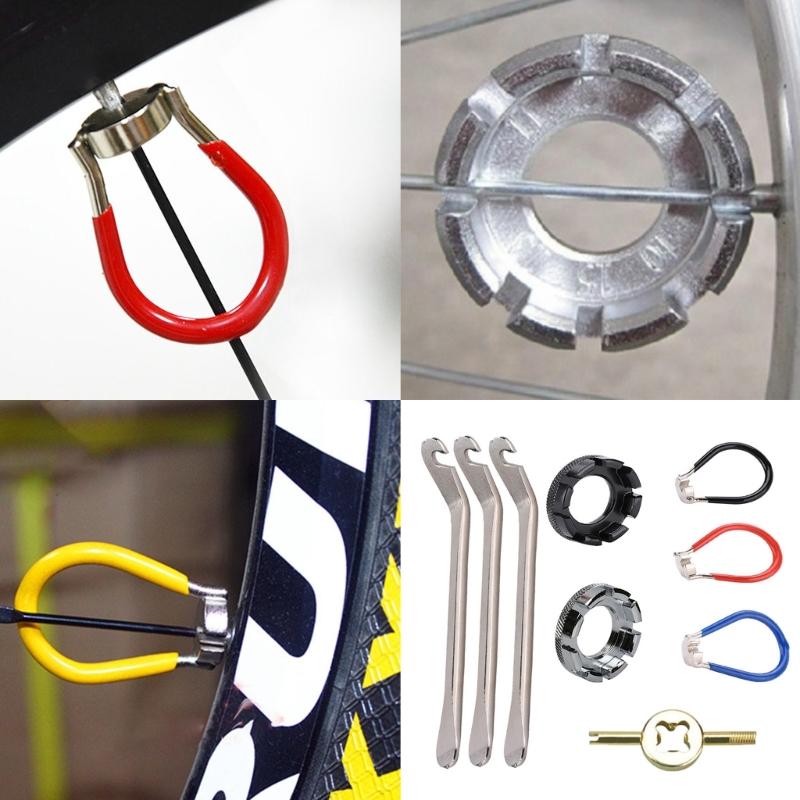 Spoke Adjustment Tool Set Bicycles Spoke Wrench Tire Lever  Spoke Tensioner Repair Tool Cycling Pocket Tool Enduring