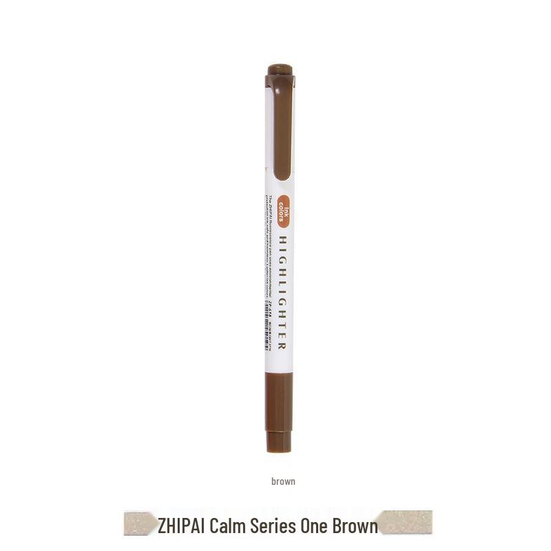 Zhi 618 Student Dual-Tip Fluorescent Pen - Gray, Soft Light & Dark Retro Colors for Highlighting & Marking