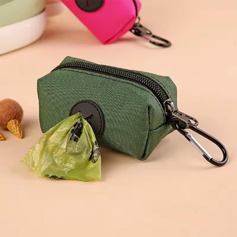 Portasacchetti per cacca di cane in tela, Dispenser per sacchetti per rifiuti animali domestici da esterno con clip a moschettone, Pochette per la raccolta dei rifiuti animali