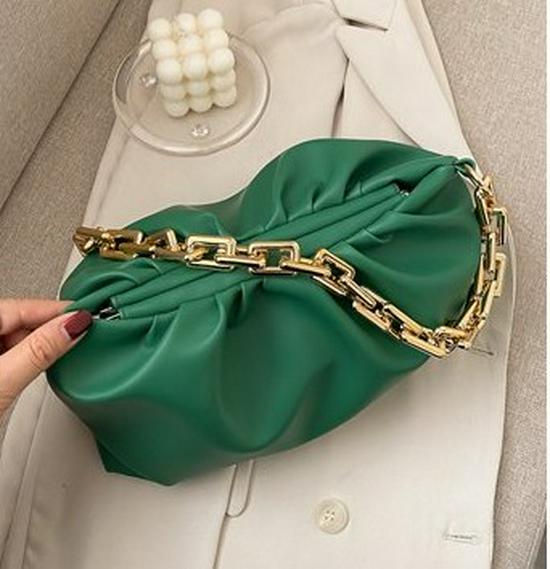 New Women's Soft Leather Thick Chain Cloud Shoulder Bag