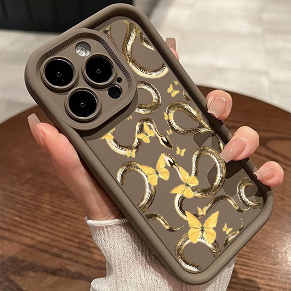 LZ5 Butterfly Black Gold Snake Silicone Phone Case for Xiaomi 11 Lite 5G 14T Redmi 14C 13C A3 Note 12 11 9 10 13 Pro Plus Shockproof Back Cover