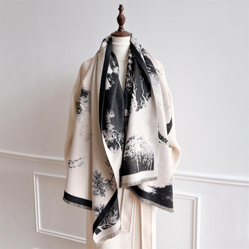 Winter Warm Cashmere Scarf for Women Luxury Print Pashmina Shawl Wrap Neckerchief Female Bufanda Echarpe Design Headband