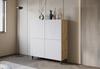 Tall 120 Cm Chest of Drawers for the Living Room, Artisan, White MDF Fronts with Fine Grooves
