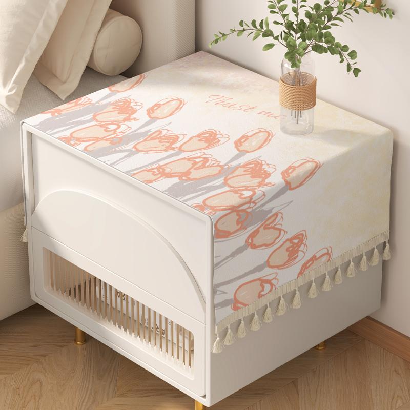 

Bedside Table Cover, Bedroom Desktop Dustproof Tablecloth, Washing Machine, Refrigerator Top Dust Cover Universal Cover 40*70cm [perfect for small nightstands]