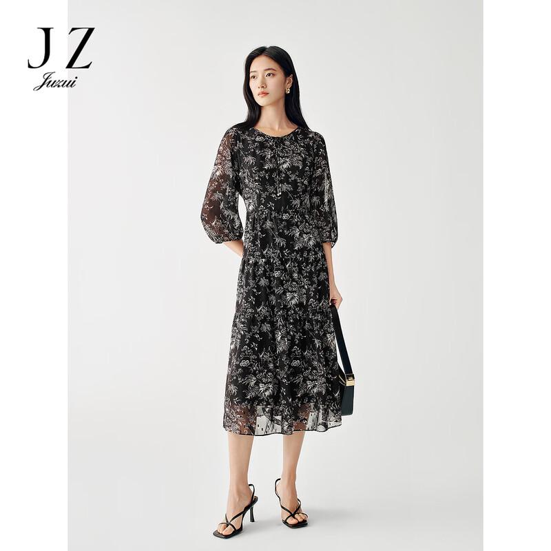 

JUZUI Elegant Floral Chiffon Flowy Dress S