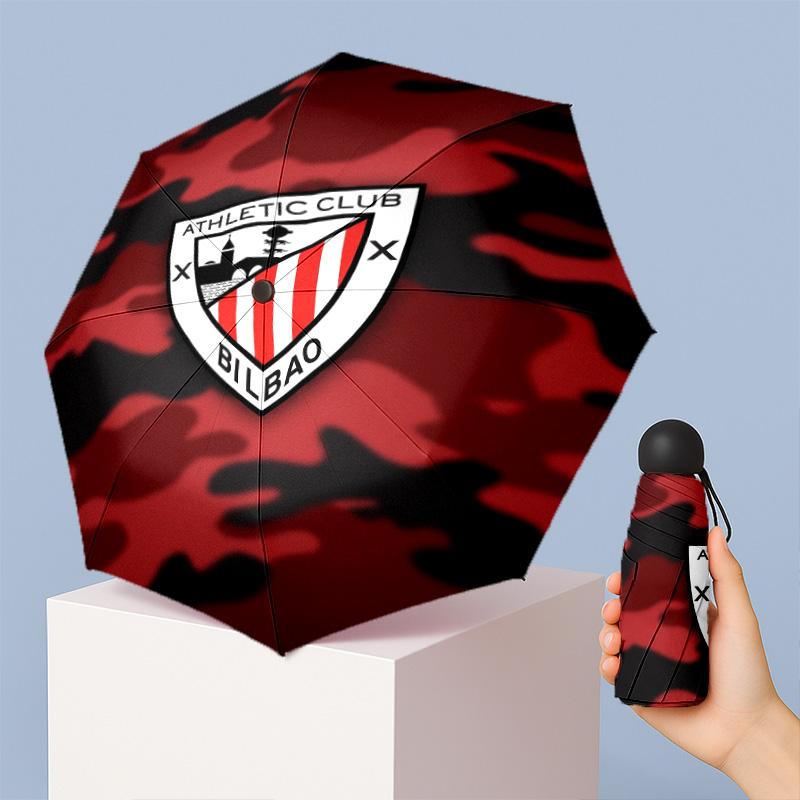Athletic Bilbao Football Pattern Printed Mini 5 Folds 8 Ribs Compact Umbrella Windproof Waterproof Lightweight Portable Folding