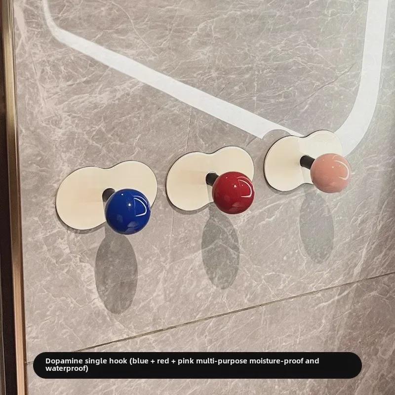 Punch-Free Adhesive Bathroom Towel Hook - Strong, Wall-Mounted, Creative Storage Solution