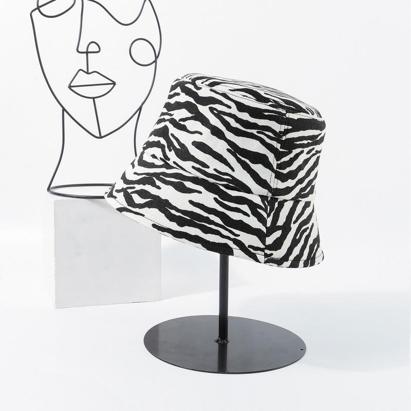Adjustable Zebra Pattern Fisherman Hat Female Wild Sunscreen Retro Cover Face Bucket Hat Male