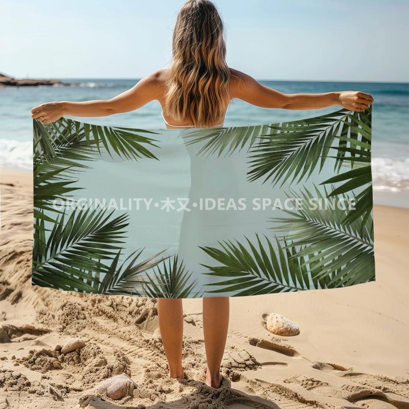 Tropical Palm Leaf Beach Towel Patterned Sunscreen And Windproof Suitable For Swimming Pool Camping Travel Blanket
