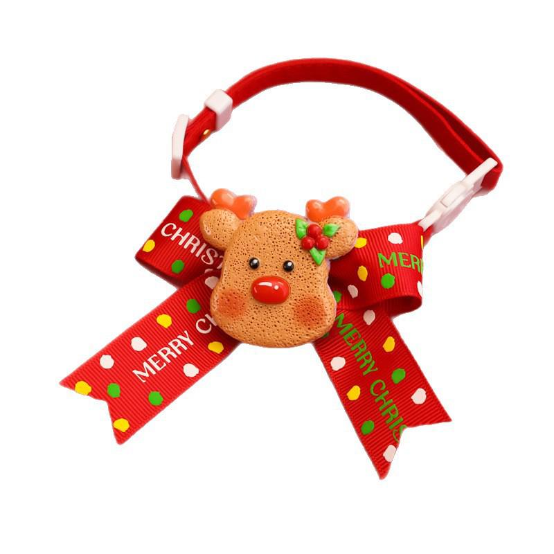 Festive Cartoon Collar with Cute Bow for Cats & Dogs - Silent Red Christmas Necklace Decoration