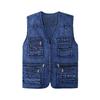 Spring Autumn Men Vest Multiple Pockets Solid Color Streetwear Plus Size Loose V Neck Sleeveless Outerwear Waistcoat for Fishing